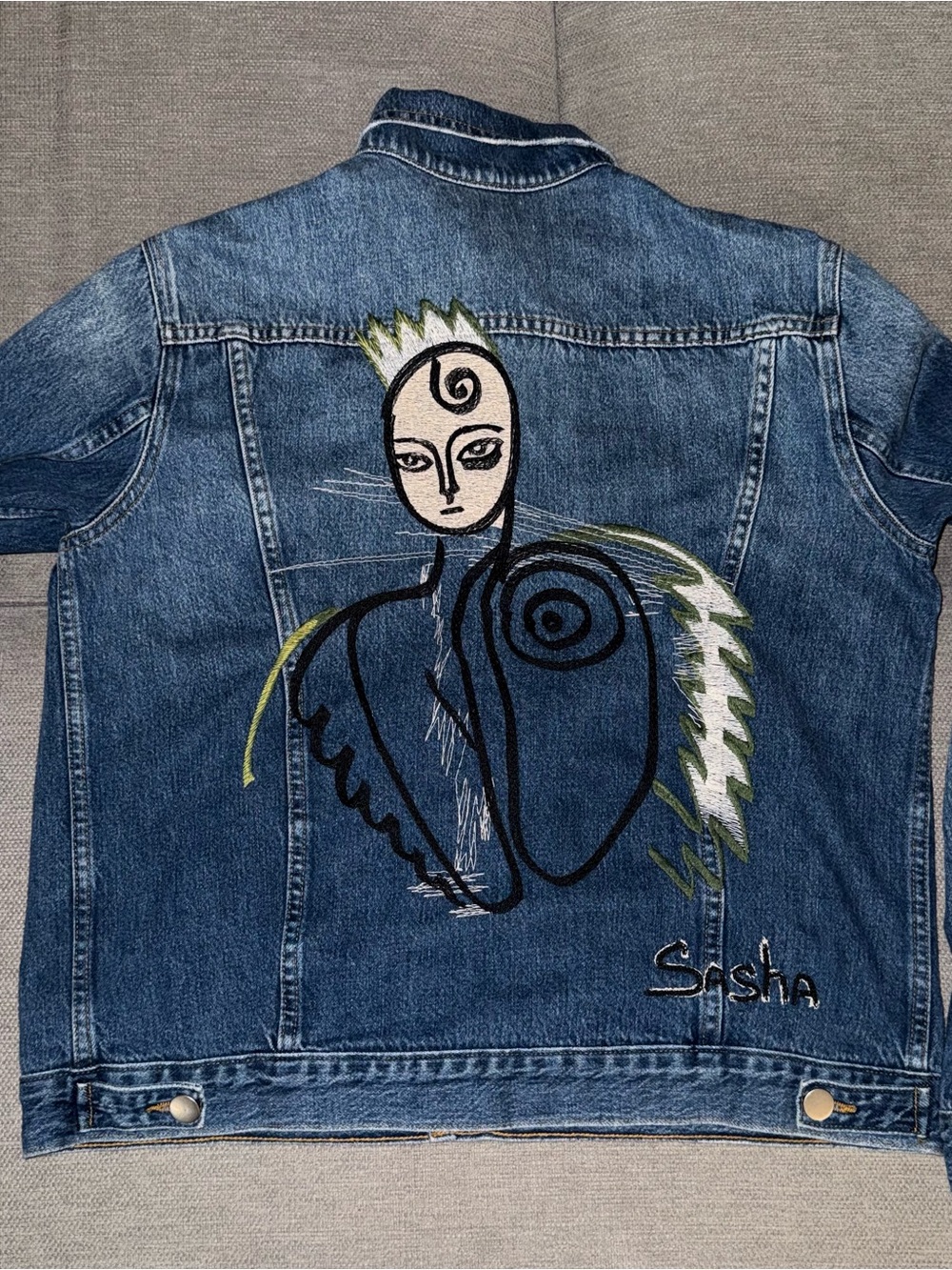 Limited-edition Frame x Sasha Pivovarova capsule denim jacket
